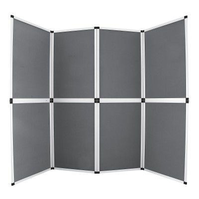Supdear HY09-1 Trade Show Display 8 Panel Folding Trade Show Backdrop Booth Banner Exhibit Display 6'x8' Folding Screen with Gray Velcro-Ready Fabric Panels (HY09-1)